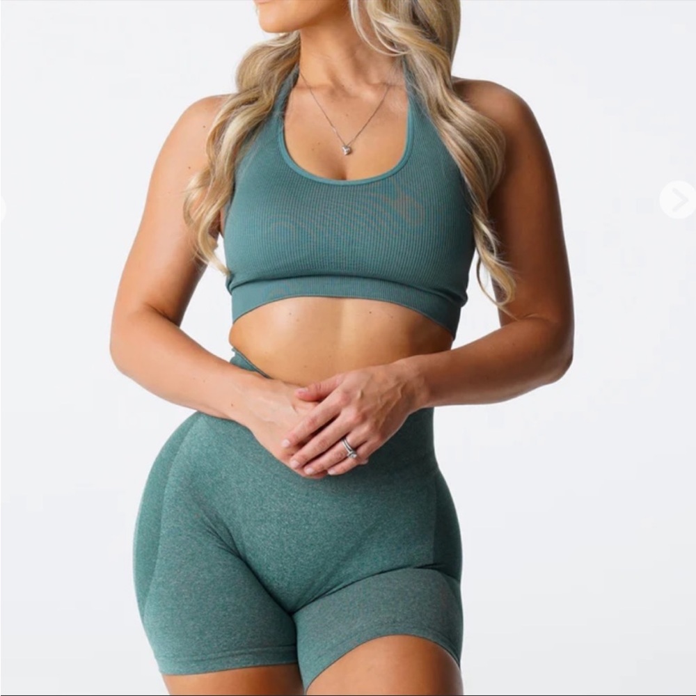 Forest Green Limitless Ribbed Seamless Halter Bra